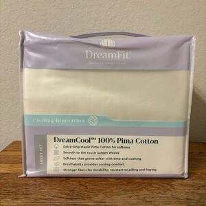 DreamFit DreamCool SPLIT KING 100% Pima Cotton Sheet Set Soft Linen Cream